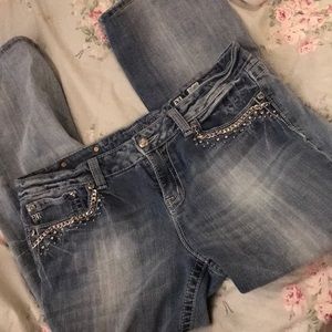 WOMENS MISS ME JEANS BLING 34 33 rhinestone